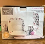 New Box: Gibson Home 16 Piece Rosetta Floral Ceramic Dinnerware. Fixed Price $45.00.