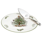 Spode Christmas Tree 11.5 Inch Fine Porcelain Cake Plate Server Set. Fixed Price $51.25.