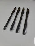 Vintage 4 Mcm Marcrest MCF1 Atomic Star Stainless Steel Dinner Knives. Fixed Price $13.00.