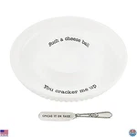 Mud Pie Circa White Cheese Ball Dish Set - 1.5" X 9.5" & 5.5" Spreader. Fixed Price $56.60.