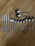 15 Pc Set Oneida Bancroft Stainless Flatware Silverware Usa Knives Spoon Fork. Fixed Price $44.00.