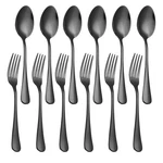 Of 12, Stainless Steel Dinner Forks And Spoons Silverware Set, Heavy (black). Fixed Price $19.99.