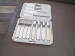 Vintage Twin Bird Japan Travel Flatware Picnic Set - Retro Modern White Plastic. Fixed Price $35.00.