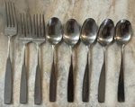 CLF19 Stainless By The Cellar Flatware Japan 8PC Set Forks & Spoons. Fixed Price $21.24.