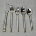 Wallace Silversmith Golden Corsica 18/8 Stainless Steel 5PC Flatware Serving Set. Fixed Price $29.99.