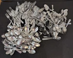 Huge Mixed Lot Stainless Silverware Flatware Forks Spoons Crafts 140 Pieces. Fixed Price $70.00.