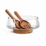 Kiteiscat Extra Large Glass Salad Set Party With Acacia Woo.... Fixed Price $100.52.