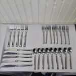 ARN3 Stainless By Artisanware Forged Glossy Bands Flatware Lot Of 27 Pcs Mixed. Fixed Price $55.00.