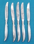 5-INTERNATIONAL Rogers Flair 1847 Silverplate Dinner Knives 9 1/8". Fixed Price $10.00.