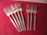 Ekco Eterna Hammered Stainless EKS2 5 Dinner Forks 3 Salad Japan Textured. Fixed Price $23.59.