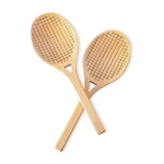 Fox Run Beechwood Tennis Racket Salad Servers, Set Of 2 Utensils. Fixed Price $20.25.