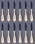 Set Of Twelve - Oneida Silverplate Flatware Shell Dinner Knives Usa. Fixed Price $39.99.