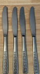 Lot Of 4 Unknown Manufacturer Stainless Mcm Scroll Dinner Knives Flatware. Fixed Price $15.00.