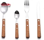 Forks Spoons Silverware Set, Happy Kit Wooden Handle Flatware 8-PIECE (2. Fixed Price $24.12.