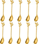 Ansaw Elegant Gold Leaf Coffee Spoons 10-PIECE, 4.7" Mini Stainless Steel Espr. Fixed Price $11.55.