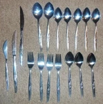 17 Piece Lot Stainless Flatware Rose Flower Ekco EKS23 Fork Knife Spoon. Fixed Price $14.99.