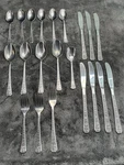 Vintage Interpur Florenz Japan Stainless Flatware 21 Pc. Spoons Forks Knives. Fixed Price $30.00.