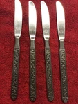 NST18 (stainless) By National 4 Dinner Knives Roses, Black Acct. Fixed Price $24.95.