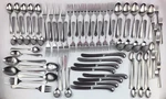 Orleans Silver Stainless Flatware Set ORL19 Japan 76 Pcs W/ Serving Vintage. Fixed Price $110.00.