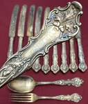 12 Pc 1906 Charter Oak Silverplated Knives Forks & Tablespoon 1847 Rogers Bros. Fixed Price $95.00.