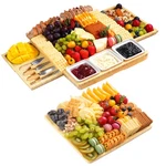 Large Charcuterie Board With Knife Set, 12.6" 11.2" Square Fruit Tray, Bam. Fixed Price $68.95.