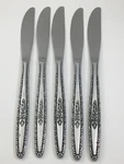 Lot Of 5 Stylecraft SYF2 Stainless Japan T&n Rose Solid Dinner Knives 3/8". Fixed Price $17.09.