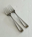 Cambridge Stainless 2 Salad Forks 7 3/8 Glossy Heavy Wide Tip Curves Up. Fixed Price $8.96.