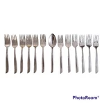 Acsons Floral Salad Forks & Spoon ACF7 Stainless Flatware 6.25" Japan Set 13 Mcm. Fixed Price $32.93.