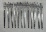 Regal Silver RLS9 Leaf Leaves 12 Seafood Cocktail Forks Stainless Lot Japan. Fixed Price $29.99.