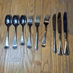 Imperial Stainless 18/8 Flatware Set 9PC Floral Scroll Spoons Forks Knives Korea. Fixed Price $44.95.