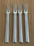 4 Rare Alessi Rundes Modell Stainless Fish Dessert Forks 7.5" J Hoffmann 1906. Fixed Price $95.00.