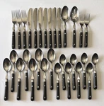 Washington Forge Wf Mardi Gras Stainless Black Handle Riveted Flatware 30 Pcs. Fixed Price $69.00.