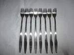 Set Of 8 Riviera RIF7 Stainless Seafood Cocktail Forks Japan, Black Textured Euc. Fixed Price $24.99.
