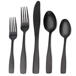 Silverware Set, Satin Finish Stainless Steel Flatware 20-PIECE Matte Black. Fixed Price $39.86.