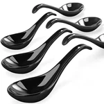 Black Ceramic Soup Spoons Set, 6.75 Inch Deep Oval Hook Design, Dishwasher Sa.... Fixed Price $23.55.