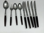 Interpur INR2 Forks, Knives, Spoons Lot Of 9 Brown Handle Stainless Flatware. Fixed Price $24.99.