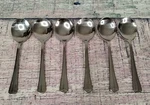 Vintage Mcm Edward & Co DON10 Silverware 6 Gumbo/soup Spoons Set #1 Korea. Fixed Price $30.00.