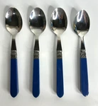 Sabatier Cannes Blue Soup Spoons Stainless Flatware Set Of 4. Fixed Price $21.00.