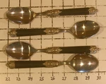 Hampton Silversmiths San Remo Black Handle Flatware Soup Spoons Set Of 4. Fixed Price $13.00.