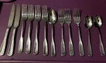 12 Pc Mikasa Living Landyn 18.0 Stainless Flatware Spoons Forks Knives Satin. Fixed Price $20.50.