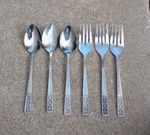 Customcraft Stainless Steel Forks And Spoons, 6 1/4" Vintage Flatware. Fixed Price $9.60.