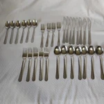 30 Piece Farberware Spoons Forks Knives Frosted Handle Mixed Lot. Fixed Price $18.99.