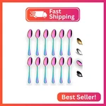 Rainbow Teaspoons 6.5" Set Of 12, Berglander Stainless Steel Titanium Plating Sh. Fixed Price $23.27.