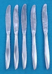 5-INTERNATIONAL INS109 Wm Rogers Stainless Textured Dinner Knives 8 1/2". Fixed Price $15.00.