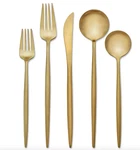 Hampton Forge Skandia Zephyr Satin Gold 5-PC Flatware Set New. Fixed Price $26.49.