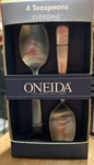 Oneida Everdine Teaspoons Set Of 4 18/0 Stainless Steel Flatware. Fixed Price $10.00.