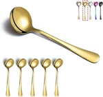 Gold Soup Spoons, 6 Pieces Stainless Steel Round With Titanium Plat. Fixed Price $18.97.