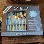 New Box Oneida Castle 82 Piece Stainless Flatware Set Completeservice For 16. Fixed Price $169.99.