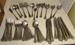 The Main Course Beaded MNF24 Korea Stainless Flatware 58 Pieces W/ Serving Lot. Fixed Price $49.99.