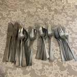 Vintage Stanley Roberts Stainless Flatware Set SRB33 Japan Blunt Tip Knives. Fixed Price $50.00.